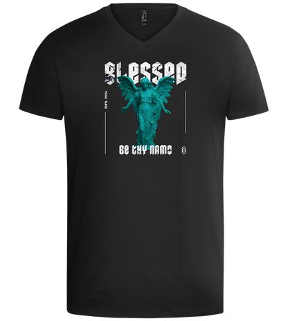 Blessed Angel Design - Basic men's v-neck t-shirt_DEEP BLACK_front