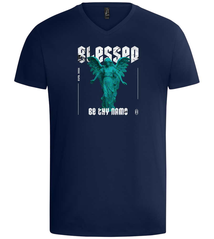 Blessed Angel Design - Basic men's v-neck t-shirt_MARINE_front