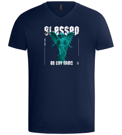 Blessed Angel Design - Basic men's v-neck t-shirt_MARINE_front