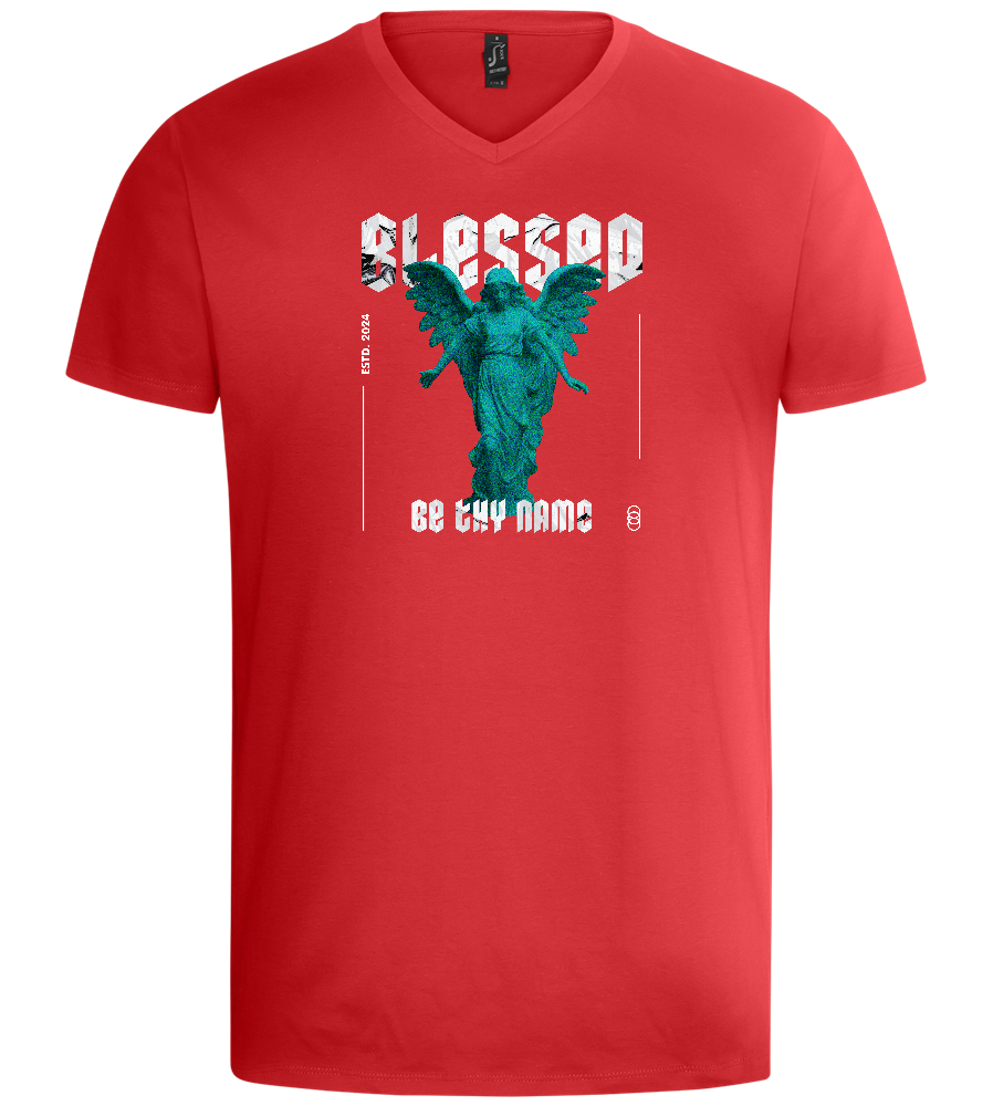 Blessed Angel Design - Basic men's v-neck t-shirt_RED_front