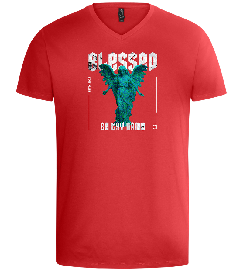 Blessed Angel Design - Basic men's v-neck t-shirt_RED_front