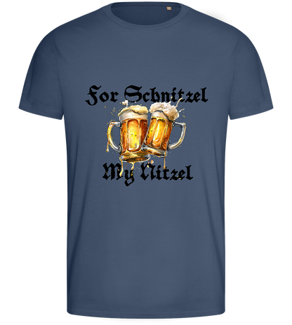 For Schnitzel Design - Basic men's fitted t-shirt_DENIM_front