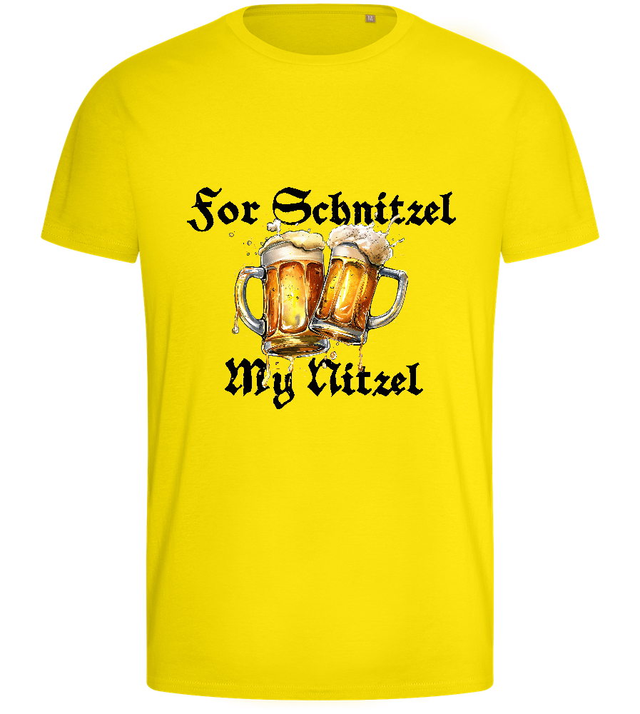 For Schnitzel Design - Basic men's fitted t-shirt_YELLOW_front