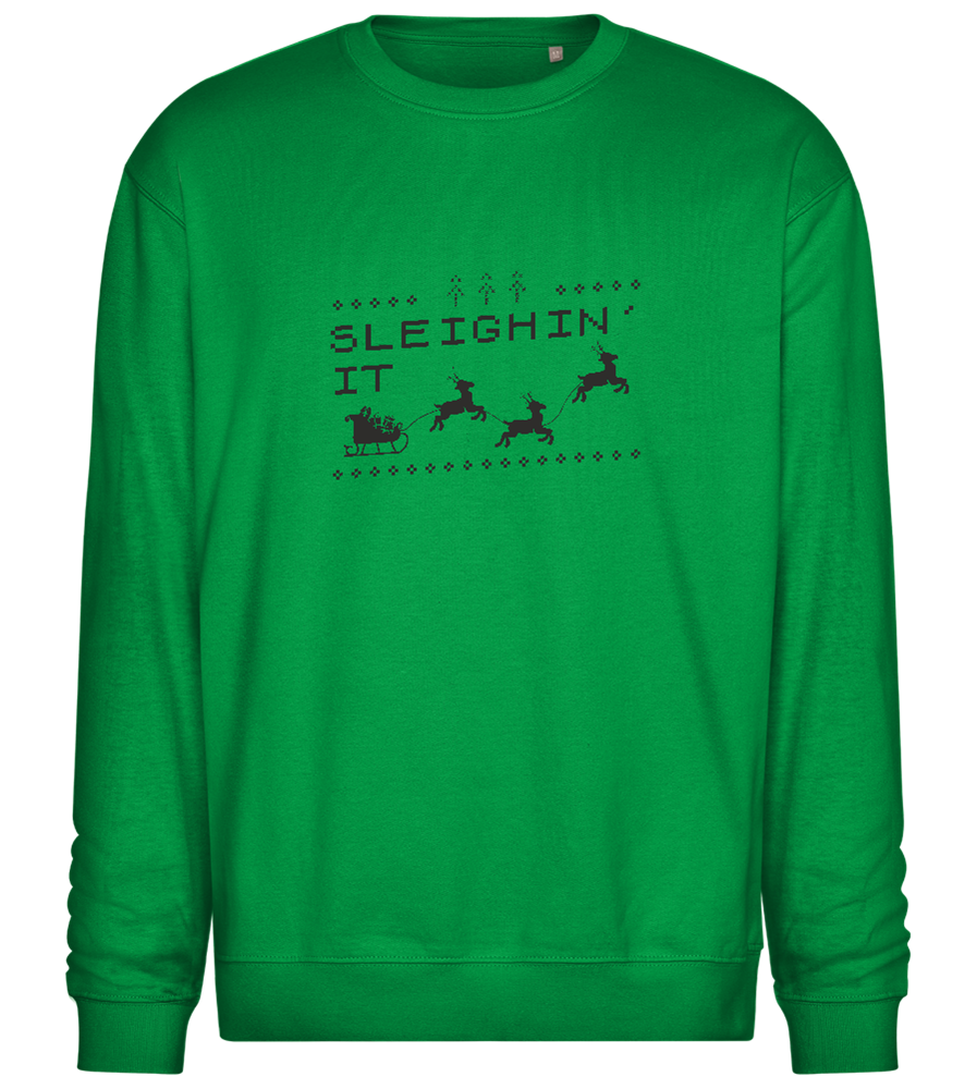 Sleighin' It Design - Comfort Essential Unisex Sweater_MEADOW GREEN_front