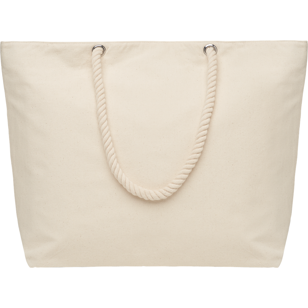 Beach Cooler Bag in Cotton_BEIGE_DETAILEDIMAGE_front_2