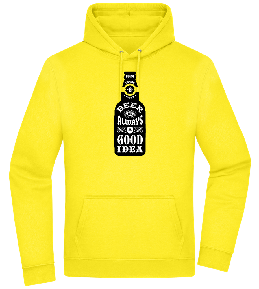 Beer Good Idea Design - Premium Essential Unisex Hoodie_YELLOW_front