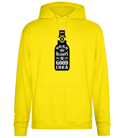 Beer Good Idea Design - Premium Essential Unisex Hoodie_YELLOW_front