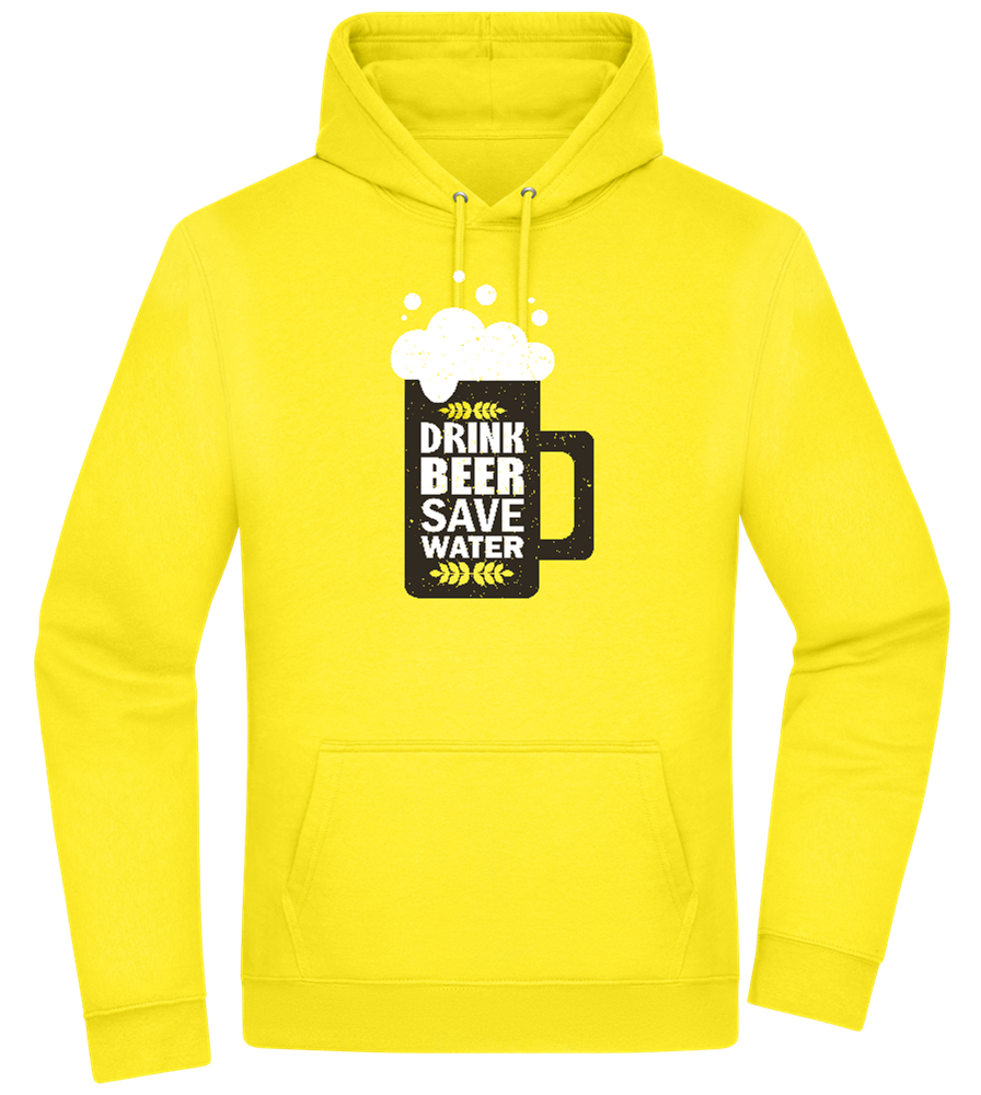 Drink Beer Save Water Beer Mug Design - Premium Essential Unisex Hoodie_YELLOW_front