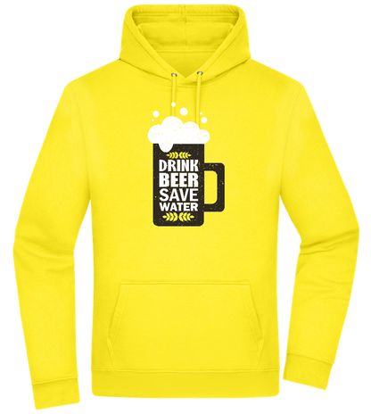 Drink Beer Save Water Beer Mug Design - Premium Essential Unisex Hoodie_YELLOW_front