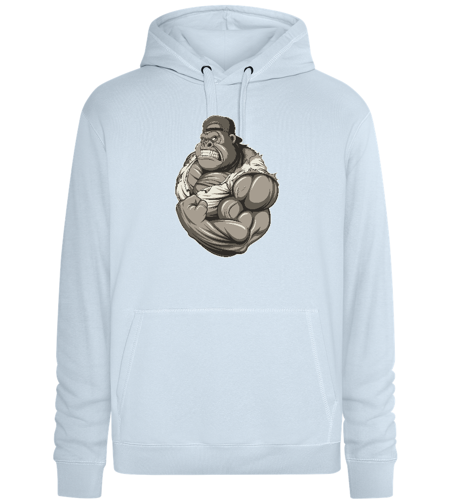 Strong Gorilla Design - Premium unisex hoodie_CREAMY BLUE_front