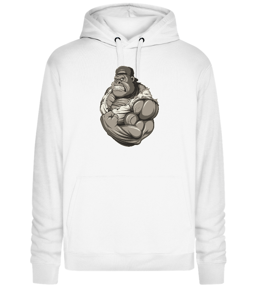 Strong Gorilla Design - Premium unisex hoodie_WHITE_front