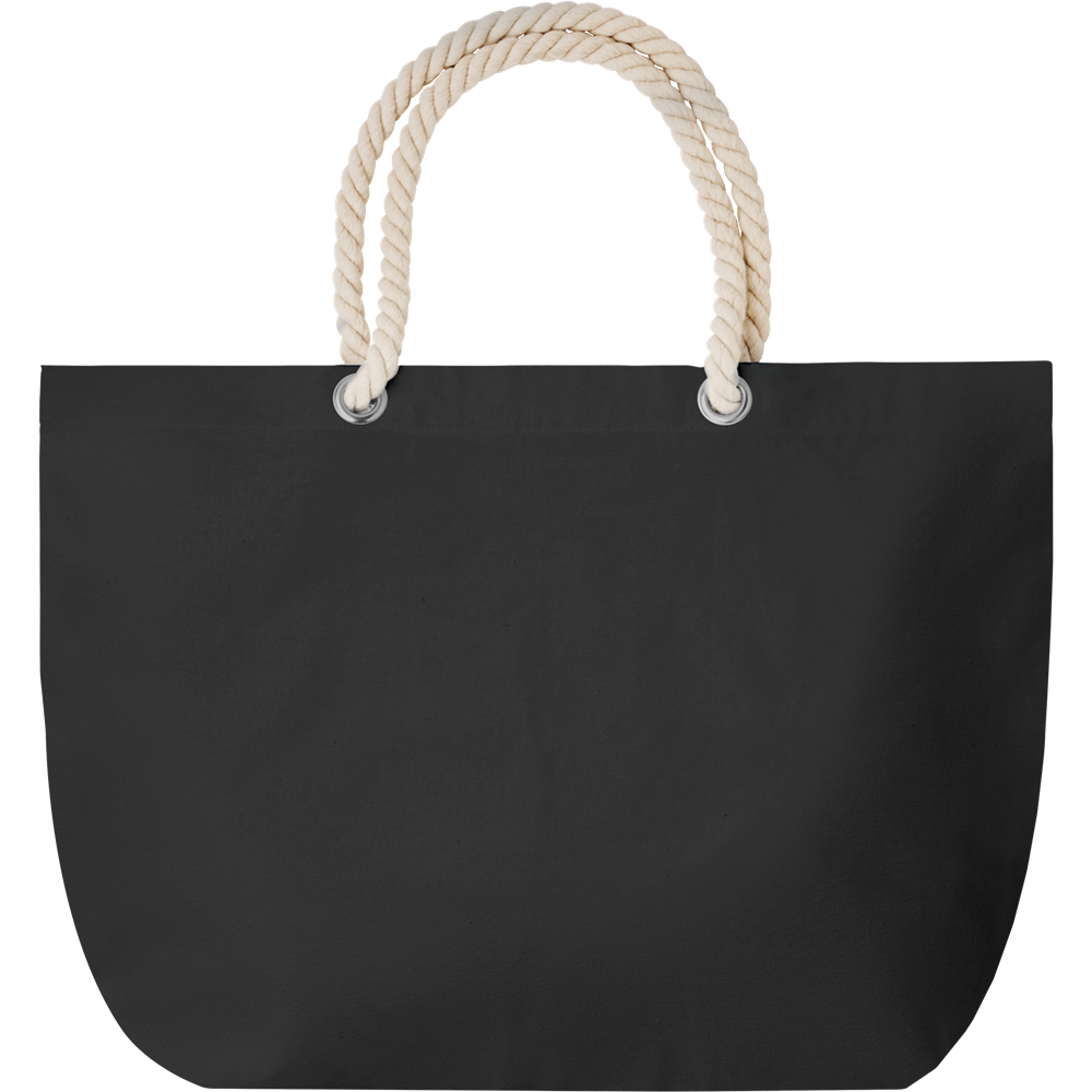 Beach Bag with Cord Handle_BLACK_front