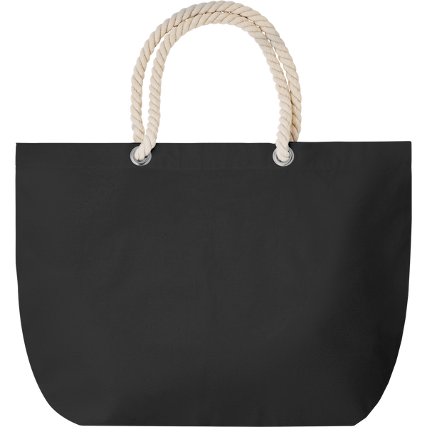 Beach Bag with Cord Handle_BLACK_front