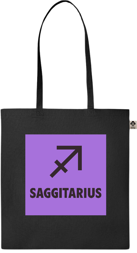 Zodiac Saggitarius Design - Essential colored organic cotton tote bag_BLACK_front