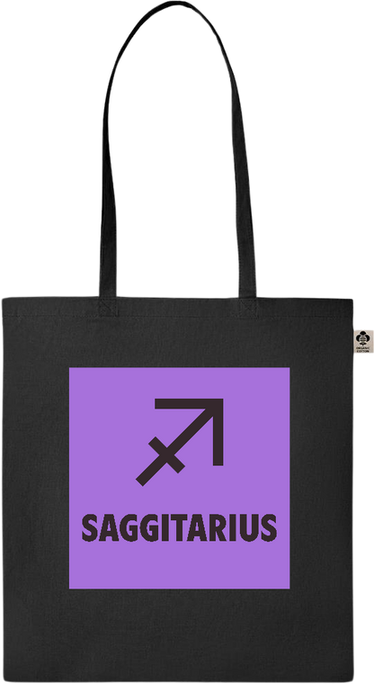 Zodiac Saggitarius Design - Essential colored organic cotton tote bag_BLACK_front