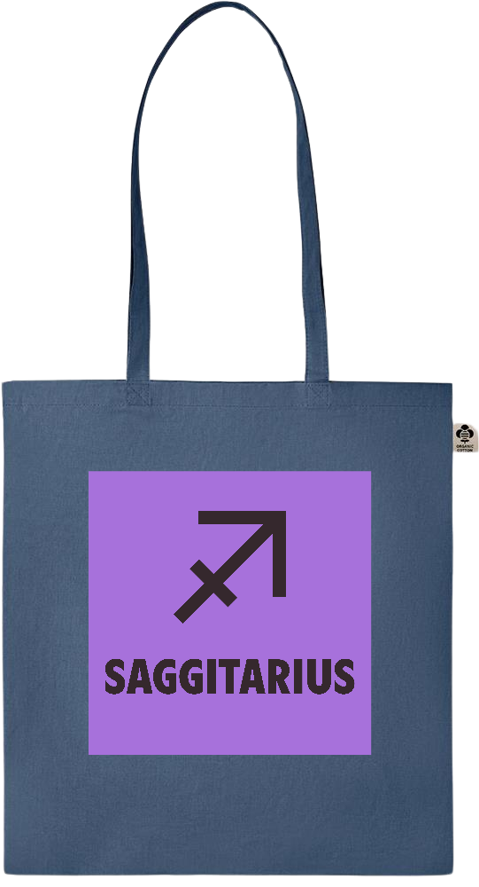 Zodiac Saggitarius Design - Essential colored organic cotton tote bag_BLUE_front