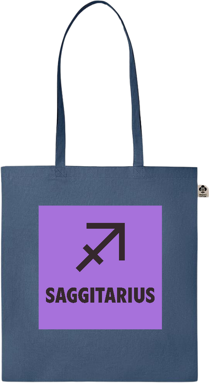 Zodiac Saggitarius Design - Essential colored organic cotton tote bag_BLUE_front