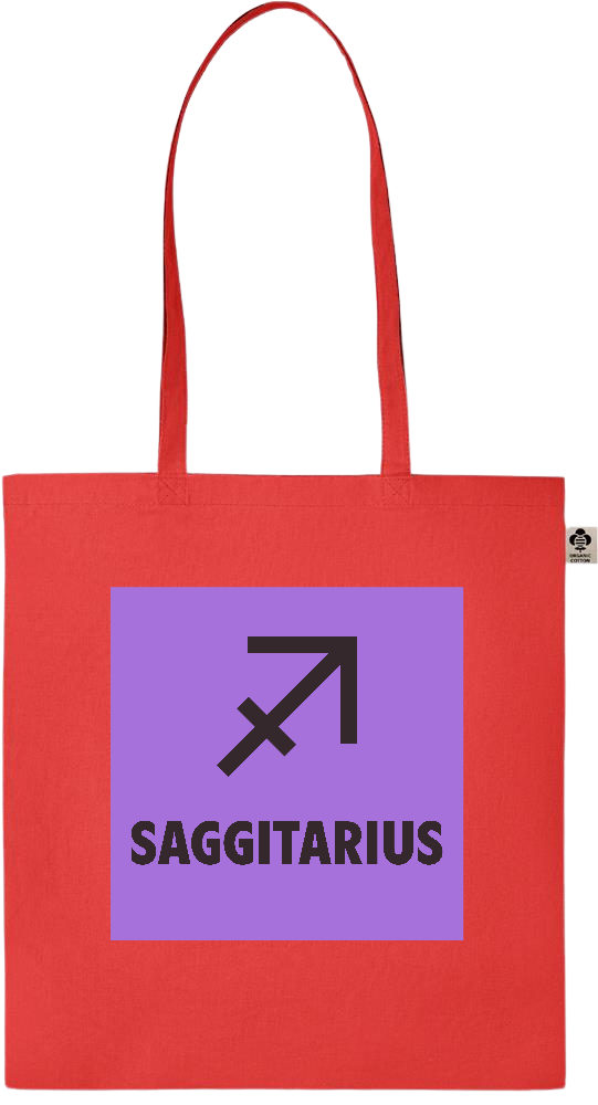 Zodiac Saggitarius Design - Essential colored organic cotton tote bag_RED_front