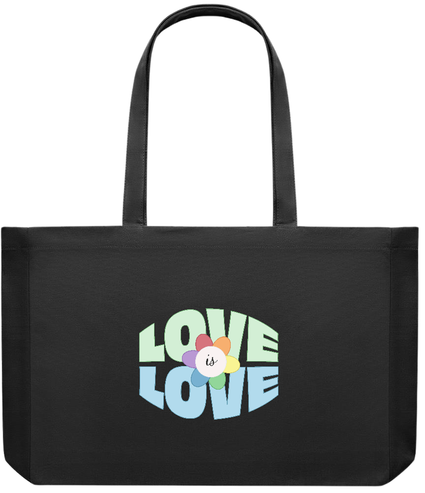 Love is Love Flower Design - Premium large recycled shopping tote bag_BLACK_front