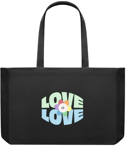 Love is Love Flower Design - Premium large recycled shopping tote bag_BLACK_front