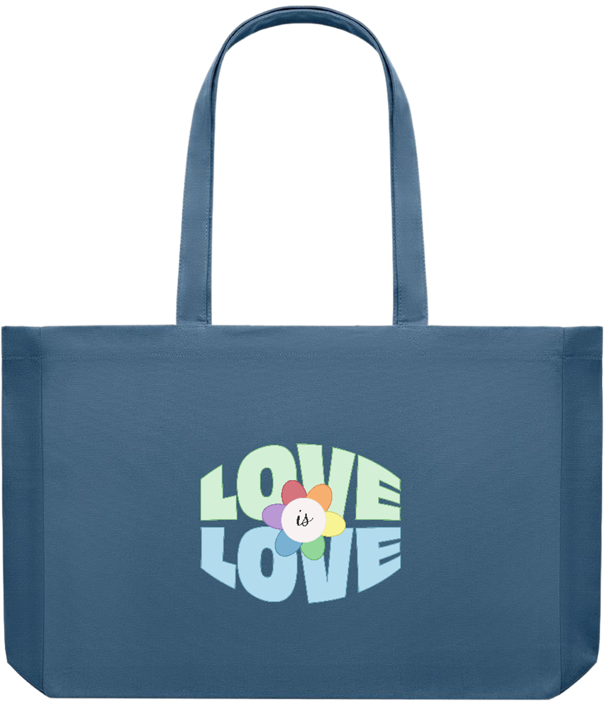 Love is Love Flower Design - Premium large recycled shopping tote bag_BLUE_front