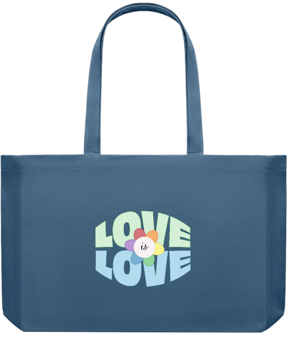 Love is Love Flower Design - Premium large recycled shopping tote bag_BLUE_front