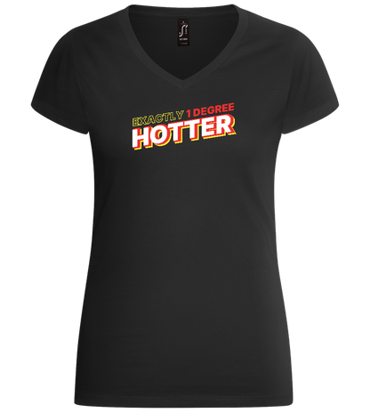 1 Degree Hotter Design - Basic women's v-neck t-shirt_DEEP BLACK_front