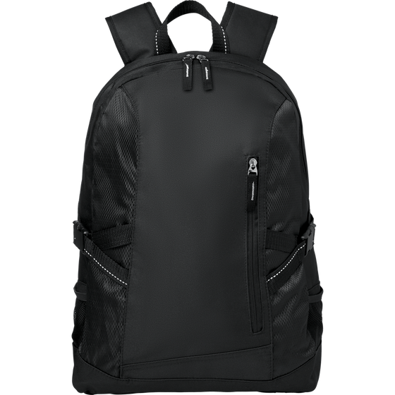 Polyester Laptop Backpack_BLACK_front