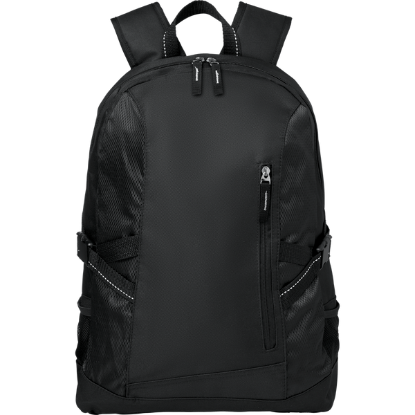 Polyester Laptop Backpack_BLACK_front