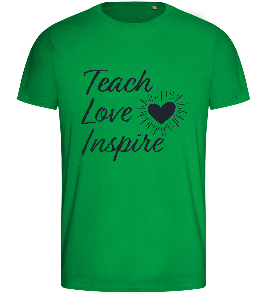 Teach Love Inspire Heart Design - Basic men's fitted t-shirt_MEADOW GREEN_front