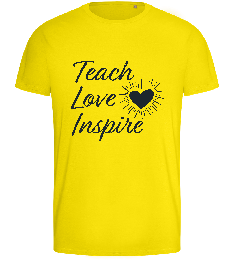 Teach Love Inspire Heart Design - Basic men's fitted t-shirt_YELLOW_front