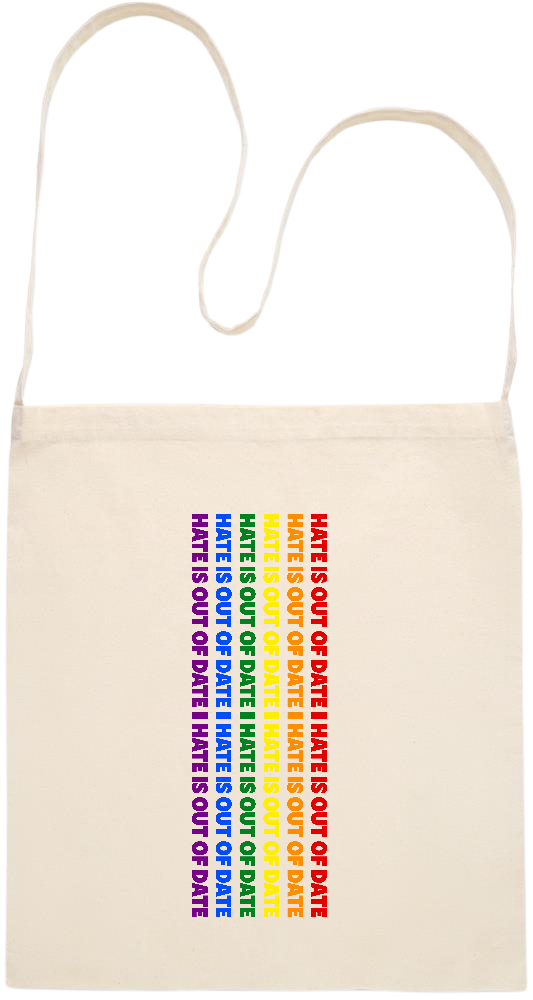 Hate is Out of Date Design - Essential cross shoulder cotton tote bag_BEIGE_front