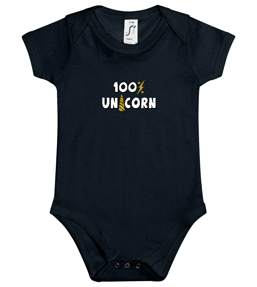 100 Percent Unicorn Design - Baby bodysuit_BLACK_front