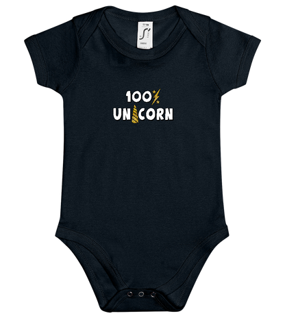 100 Percent Unicorn Design - Baby bodysuit_BLACK_front