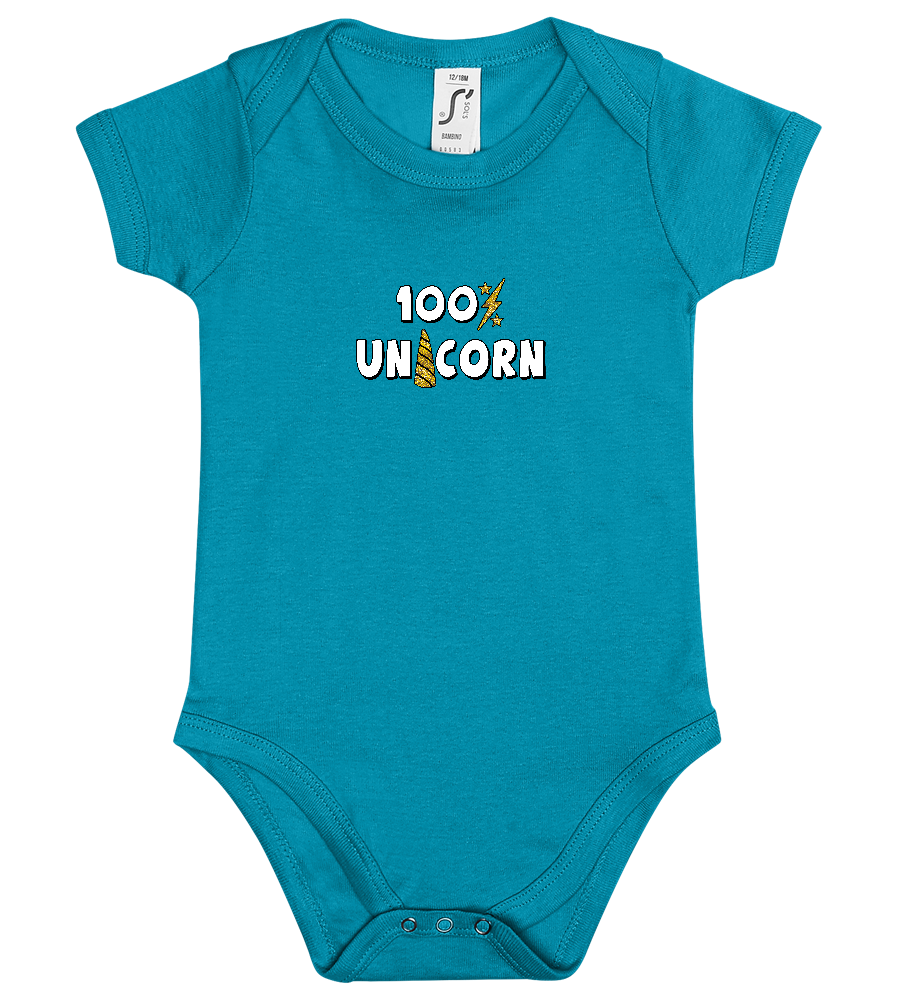 100 Percent Unicorn Design - Baby bodysuit_TURQUOISE_front