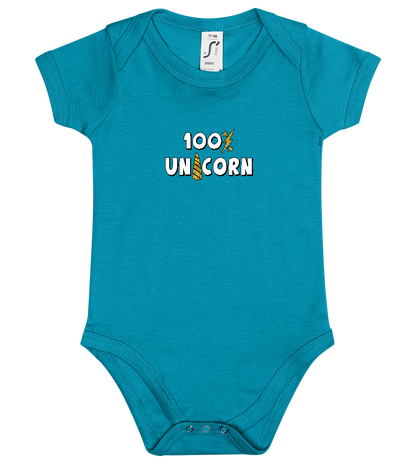 100 Percent Unicorn Design - Baby bodysuit_TURQUOISE_front