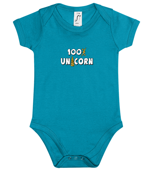 100 Percent Unicorn Design - Baby bodysuit_TURQUOISE_front