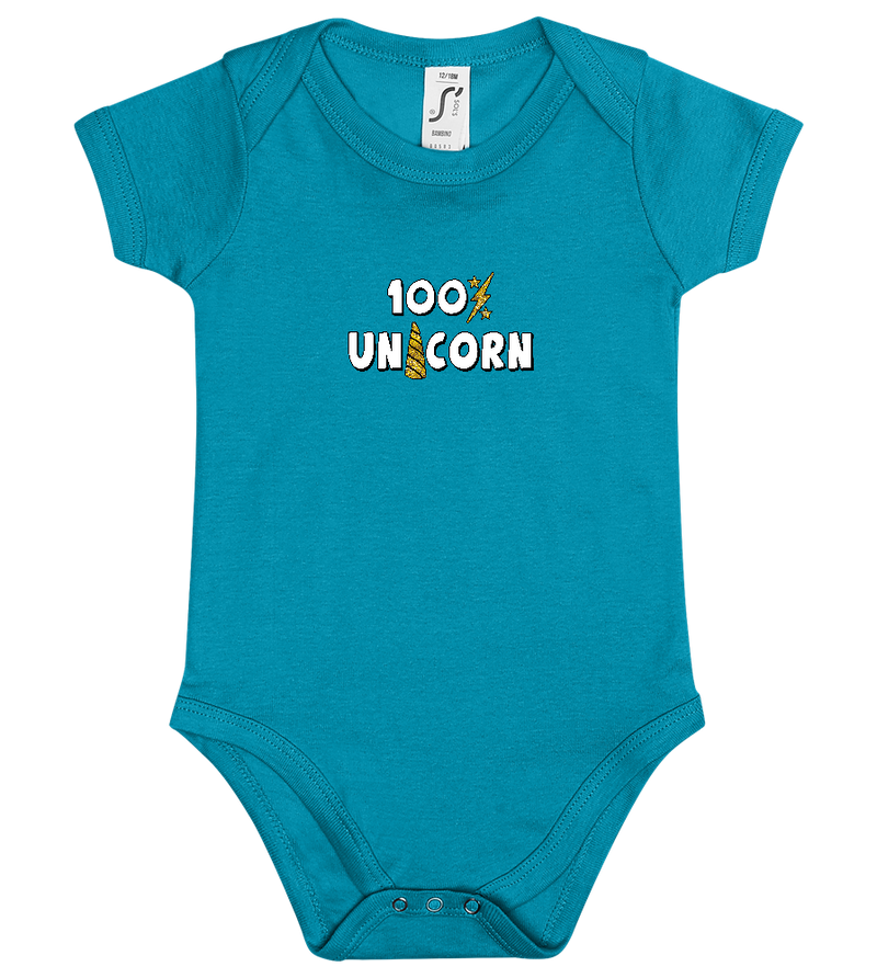 100 Percent Unicorn Design - Baby bodysuit_TURQUOISE_front