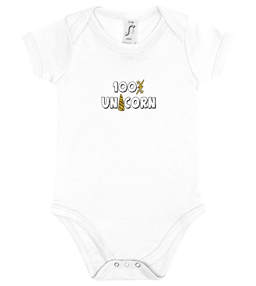 100 Percent Unicorn Design - Baby bodysuit_WHITE_front