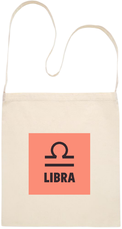 Zodiac Libra Design - Essential cross shoulder cotton tote bag_BEIGE_front