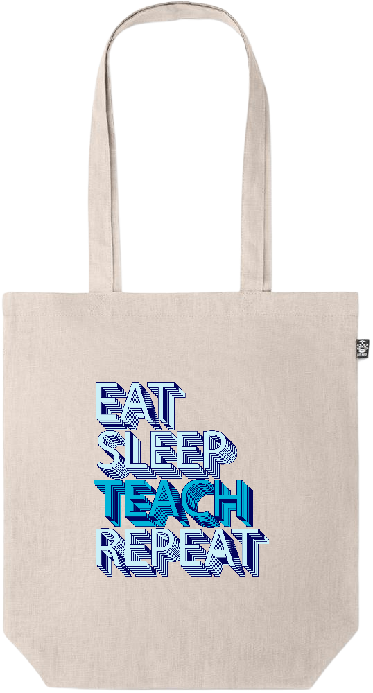 Eat Sleep Teach Repeat Design - Premium colored organic hemp tote bag_BEIGE_front