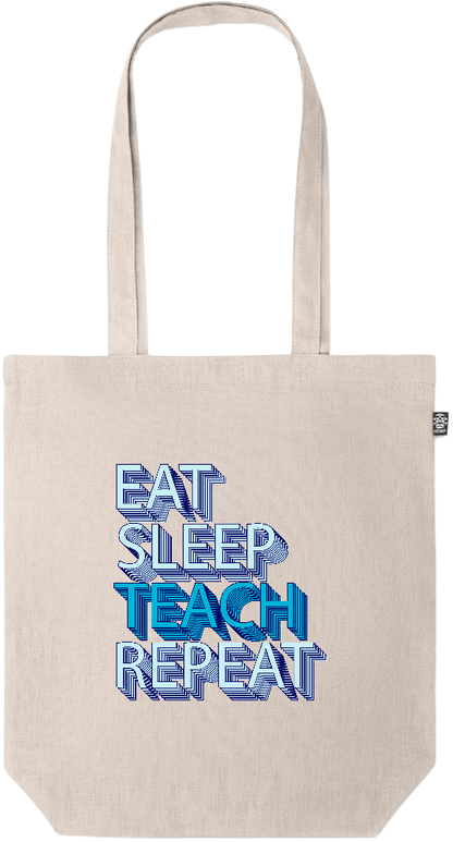 Eat Sleep Teach Repeat Design - Premium colored organic hemp tote bag_BEIGE_front