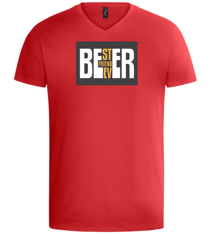 Beer Best Friend Design - Basic men's v-neck t-shirt_RED_front