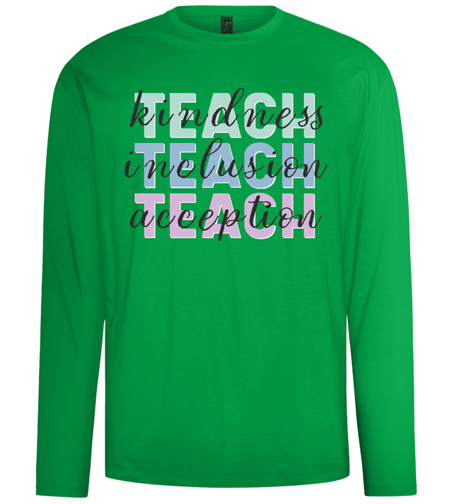 Kindness Inclusion Acception Design - Comfort men's long sleeve t-shirt_MEADOW GREEN_front