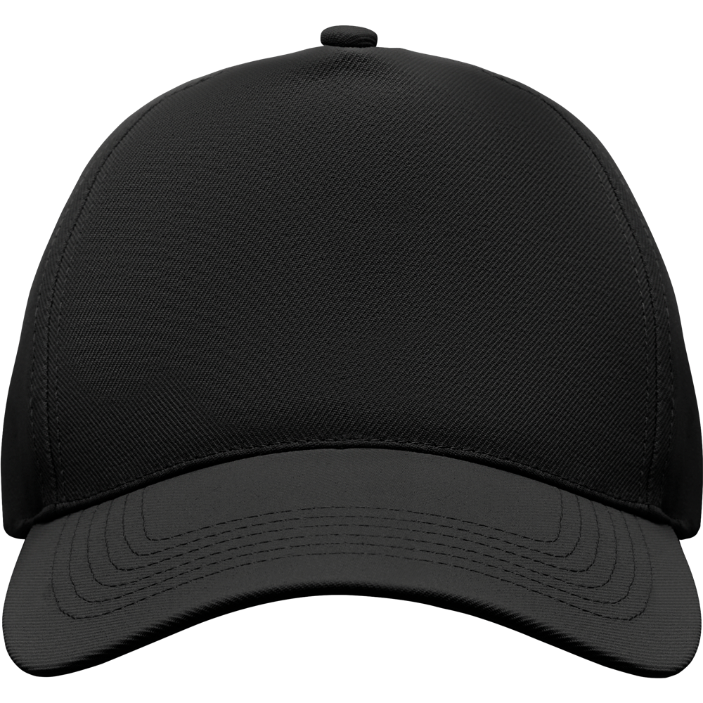 5-Panel Polyester Baseball Cap_BLACK_front