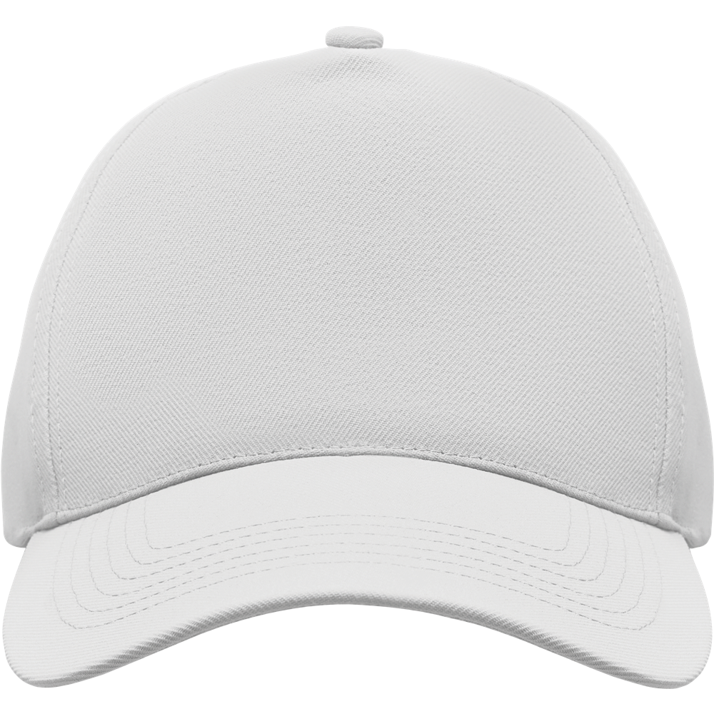 5-Panel Polyester Baseball Cap_WHITE_front