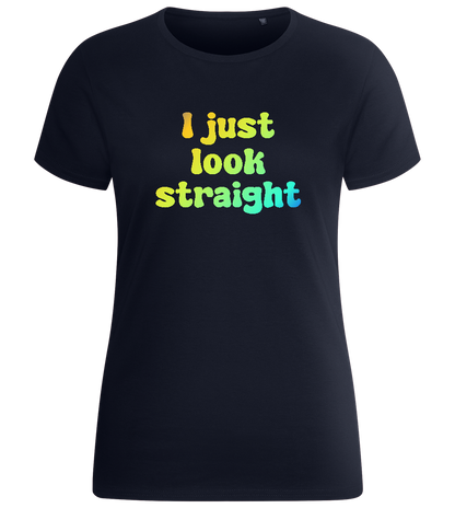 I Just Look Straight Design - Basic women's fitted t-shirt_FRENCH NAVY_front