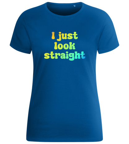 I Just Look Straight Design - Basic women's fitted t-shirt_ROYAL_front