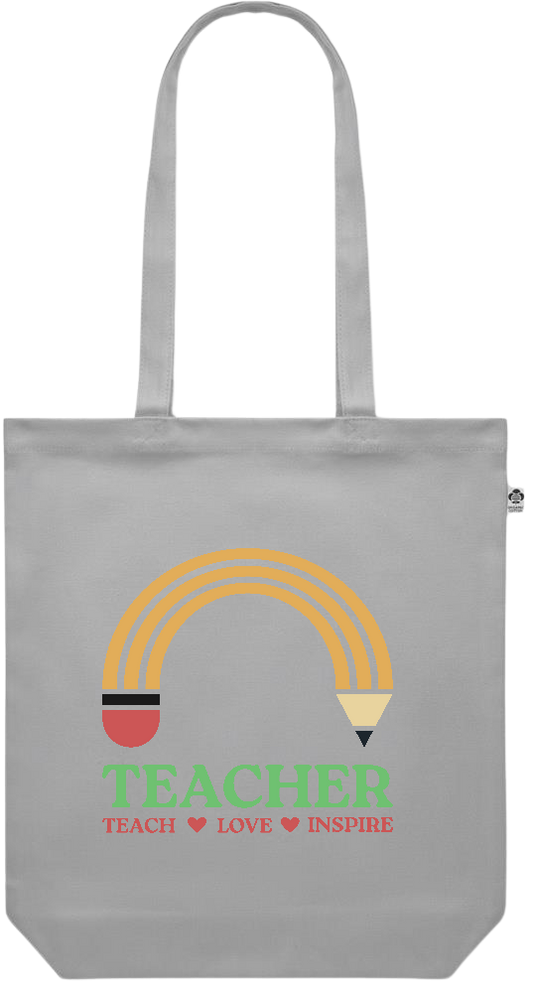 Teacher Pencil Design - Premium colored organic canvas shopping bag_GREY_front