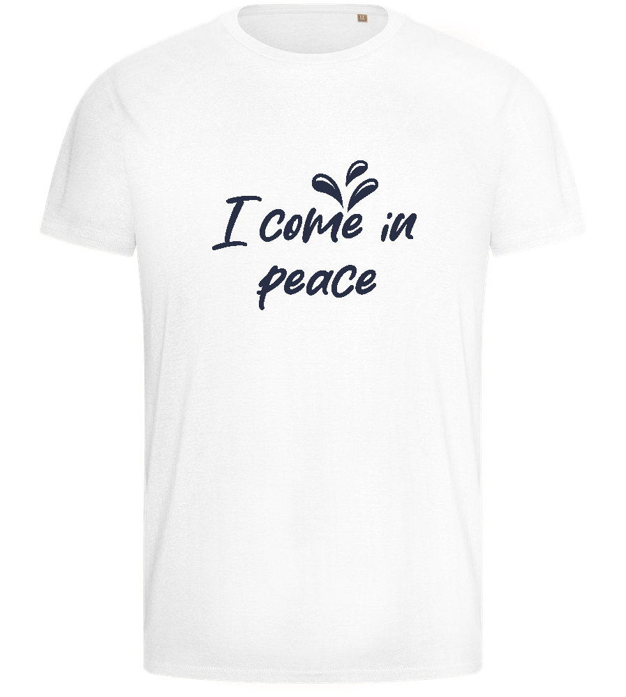 Come In Peace Design - Basic men's fitted t-shirt_WHITE_front